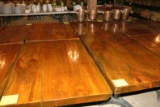 (4) 4-Top Pine Slab Pedestal Base Tables