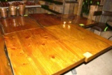 (5) 4-Top Pine Slab Pedestal Base Tables