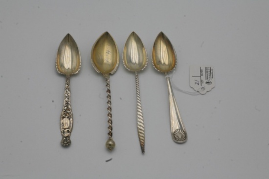 (4) Sterling Silver Grape Fruit Spoons