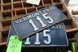 (2) 1931 VT License Plates