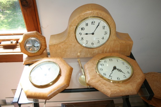 Lot: (4) Custom Maple Clocks