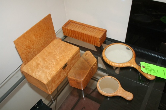 Lot: Maple Hand Mirrors, Puzzle, & Other