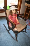 Antique Rocker & Plastic Doll