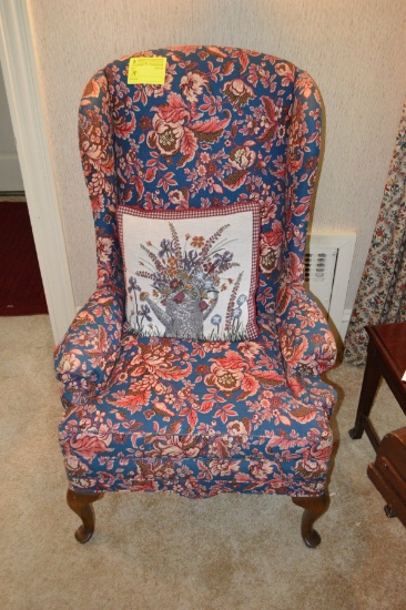 Floral Upholstered Wingback Arm Chair