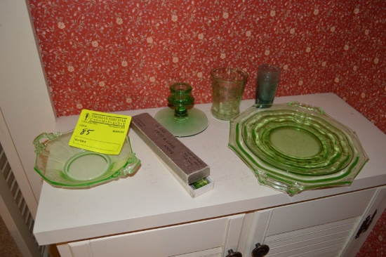 Lot: (3) Pcs. Green Depression Glass