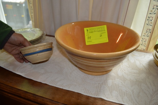 (2) Antique Yellowware Bowls