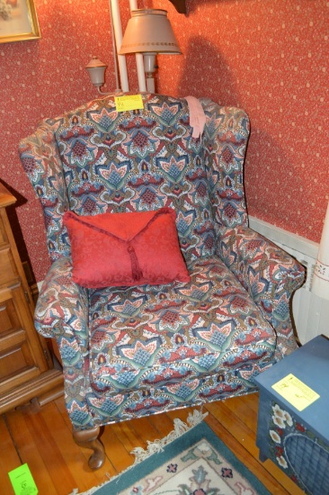 Floral Upholstered Wingback Chair