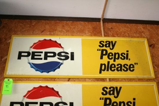 Vintage 1965 Pepsi Tin Sign Embossed