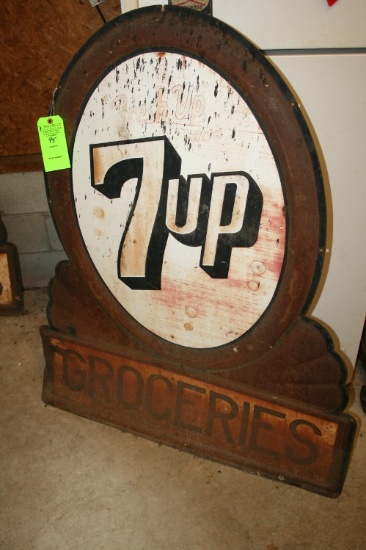 Vintage 7Up Embossed Tin Sign