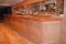 25' Custom Maple Bar w/ Brass Foot Rest; Back Bar Shelves; Storage; Mirror; Divider Wall