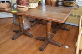 (4) Oak Pedestal 2-Top Tables