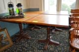 (4) Oak Pedestal 4-Top Tables