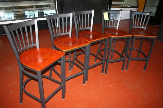 (5) Hardwood & Steel Bar Stools