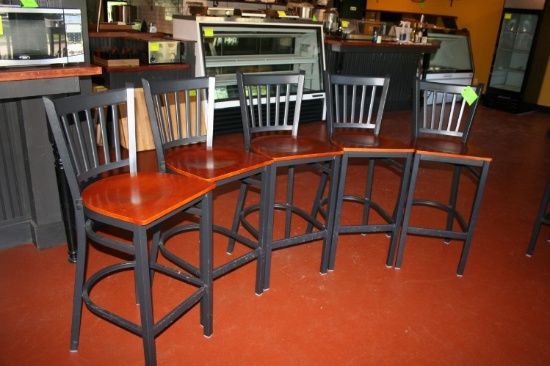 (5) Hardwood & Steel Bar Stools