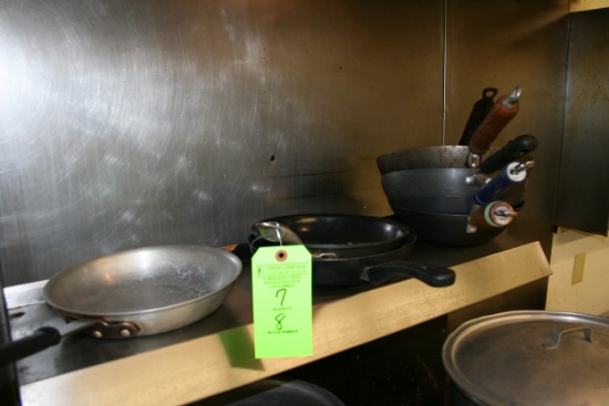 Lot: (8) Asst. Woks & Saute Pans