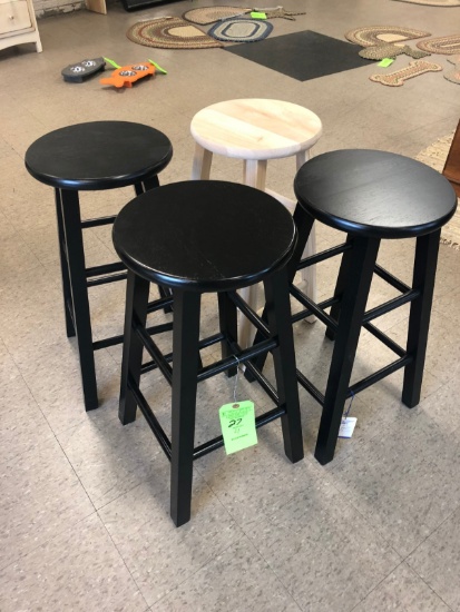 (4) 24" Round Top Parawood Stools