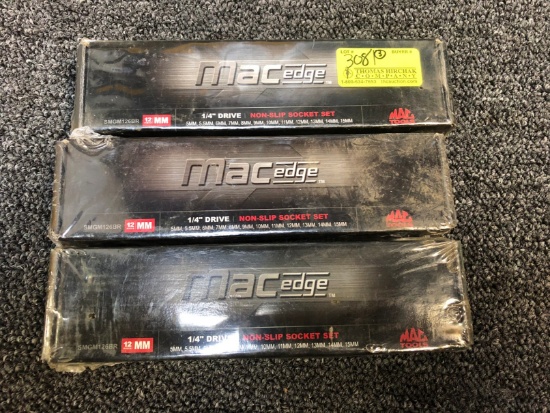 (3) MAC 1/4" Metric Non-Slip Socket Sets