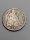 1891 Liberty Seated 10¢