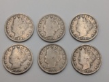 (6) Asst. Liberty Head 5¢