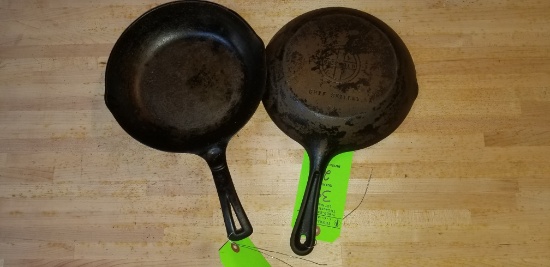 (2) Griswold 9" Cast Iron Chef Skillets
