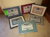 (6) Framed Stock Certificates