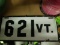 Antique Enamel VT License Plate