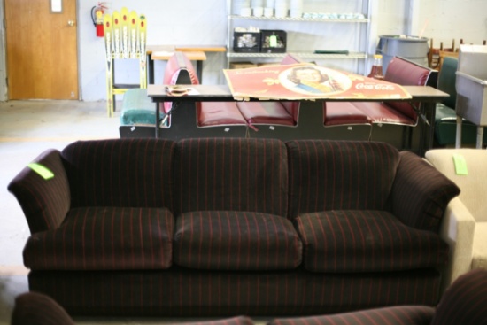 Red & Black Pinstripe Couch