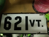 Antique Enamel VT License Plate