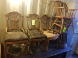 (3) Victorian Upholstered Chairs & (3) Modern Chairs