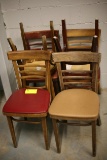 (2) 2-Top Tables & (6) Upholstered Wood Chairs