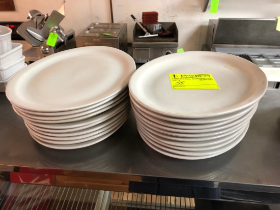 (20) White China Oval 13.5" Dinner Plates