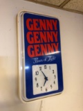 Vintage Genny Beer Advertising Light/Clock