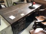 Double Pedestal Oak Executive Desk