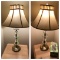 (2) Brushed-Brass Metal Table Lamps