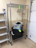 Rolling 2-Shelf Wire Rack w/ Clothes Hanger