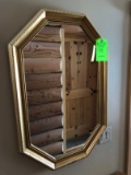 Hanging 8-Sided Gold-Finish Wall Mirror