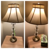 (2) Brushed-Brass Metal Table Lamps