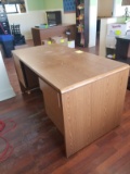 Double Pedestal Oak Finish Desk