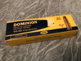 Vintage Dominion .44-40 Ammo Box with (16) Cartridges