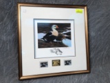 Limited Edition Duck Stamp Print, (2) Stamps & Gold Foil Stamp - Federal 1991-92