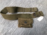 WWII Vintage US Web Belt & Pouch