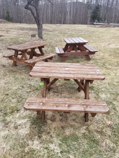 (3) Youth Wood Picnic Tables