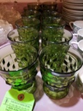 (12) Green Colored Glass Goblets