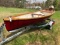 13' Wood & Fiberglass Row Boat w/ Trailer