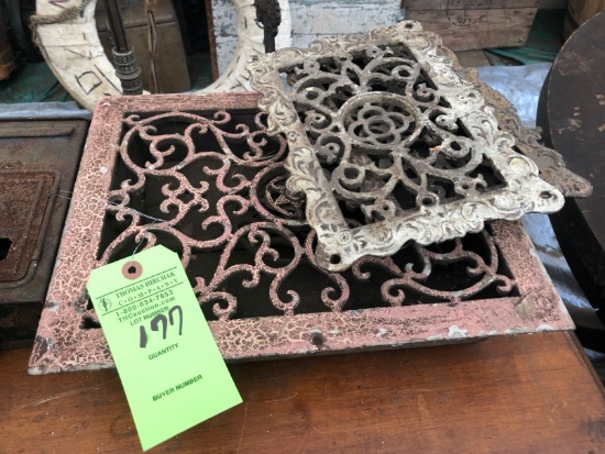 (2) Antique Cast Iron Floor Grates