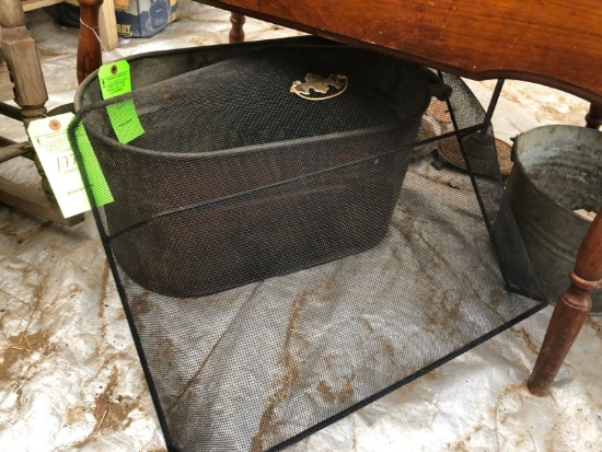 (2) Antique Floor Lamps, Drop-Leaf Table & Copper Wash Tub