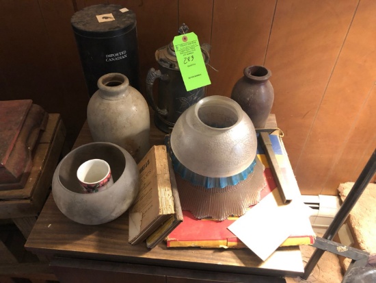 Asst. Antique Crockery & Glass Shades