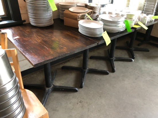 (5) 2-Top Hardwood Dining Tables w/ Steel Base