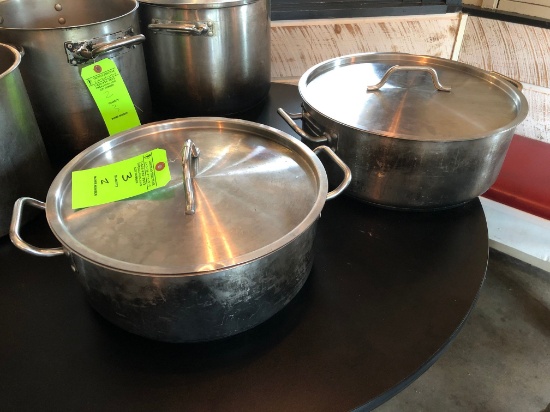 (2) SS Braiser Pots w/ Lids