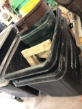 (2) Rolling Poly Bins, (2) Furniture Dollies & Garbage Cans